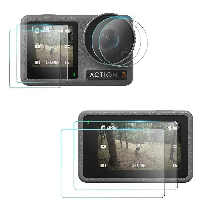 Ultra clear screen film for DJI Osmo Action 3/4/5 (lens film x2 + front screen film x2+ back screen filmx2) Ultra clear screen film for DJI Osmo Action 3/4/5 (lens film x2 + front screen film x2+ back screen filmx2)